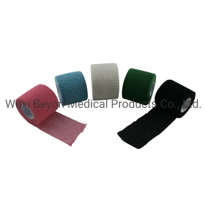Pink Color Hand Tear Durable Adhesive Elastic Cotton Bandage